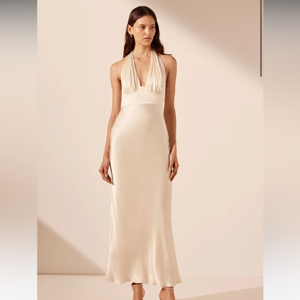 Shona Joy La Lune Plunged Halter Midi Dress